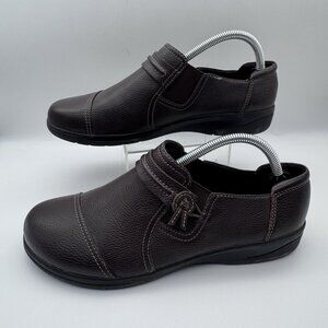 Clarks Cheyn Madi Women's Brown Leather Slip-On Shoes 9 Cushion Comfort